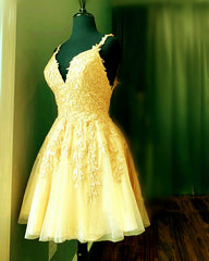 Short Lace Homecoming Dresses V Neck