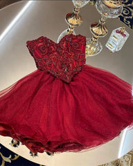 Short Homecoming Dresses Crystal Beaded Sweetheart Ruffles