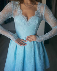 Long Sleeve Lace V-neck Mini Dress
