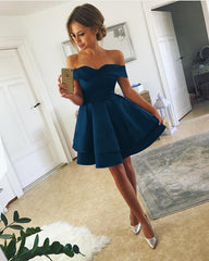 Short Homecoming Dresses Satin Off The Shoulder