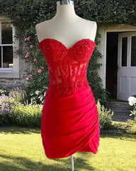 Sheer Lace Corset Tight Satin Party Dress