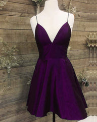 Short Silve Green Satin V-neck Dress