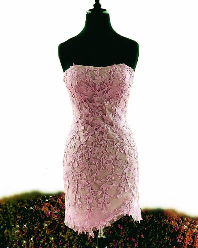 Lilac Lace Strapless Bodycon Homecoming Dress - RongMoon
