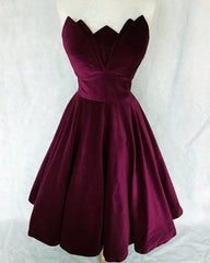 Purple Velvet Strapless Party Dress - RongMoon