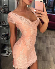 Short Lace Sheath Dress Removable Skirt - RongMoon