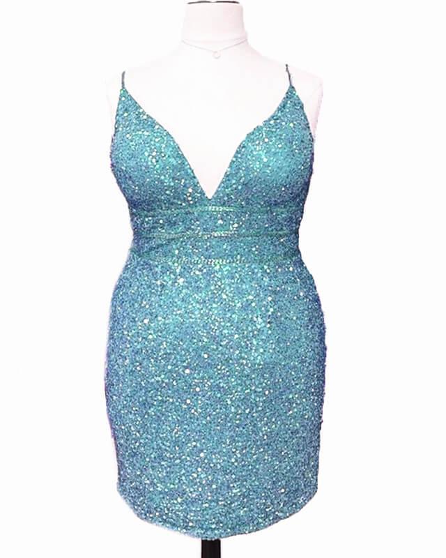 Short Light Purple Plus Size Sequin Bodycon Dress - RongMoon