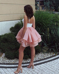 White And Blush Ruffles Short Dress - RongMoon