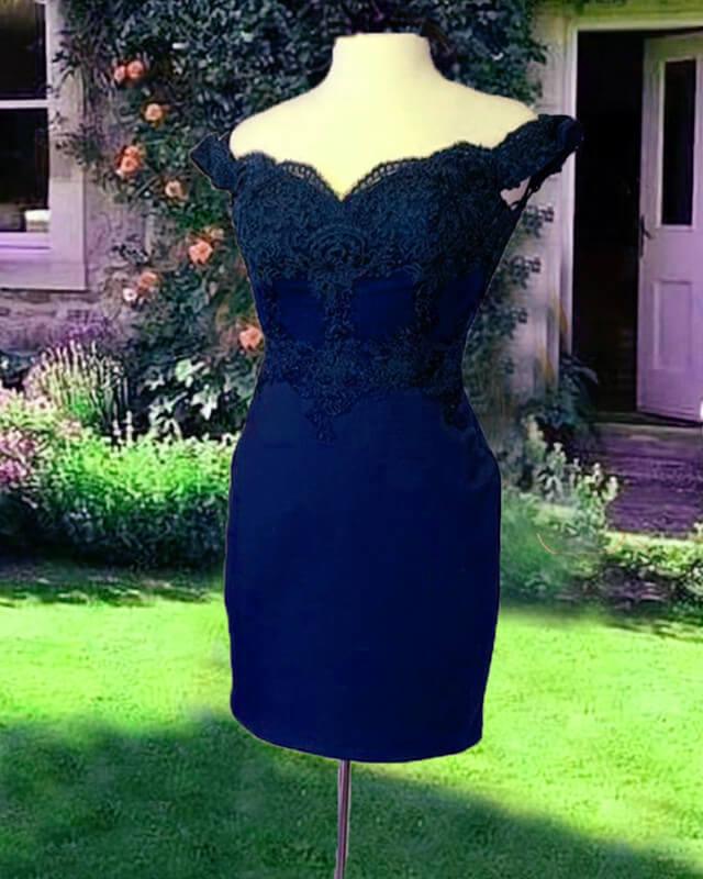 Short Tight Satin Lace Off The Shoulder Dress - RongMoon
