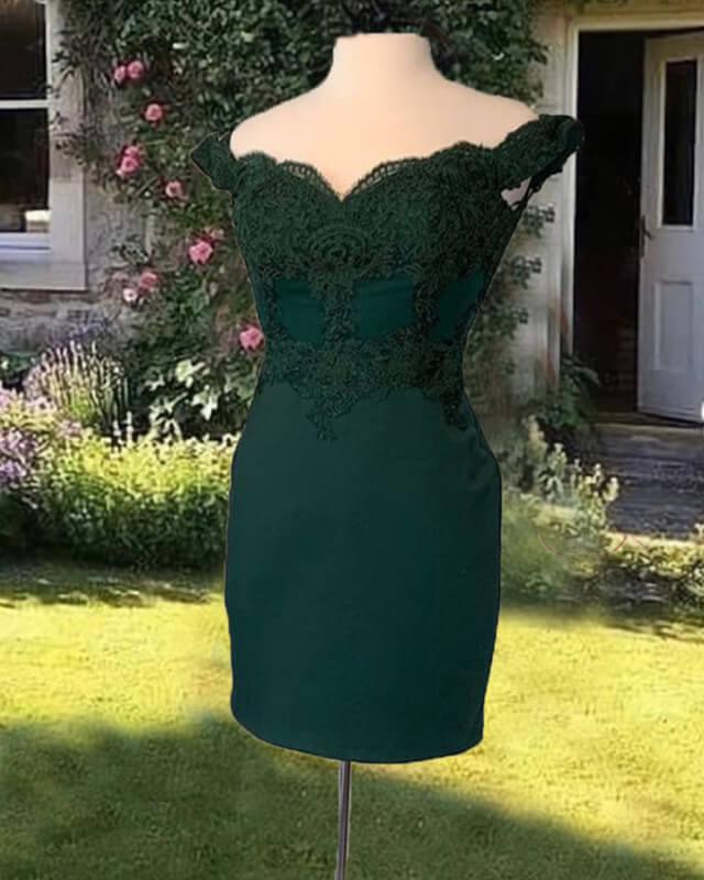 Short Tight Satin Lace Off The Shoulder Dress - RongMoon