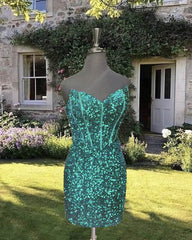 Short Tight Strapless Sequin Dress