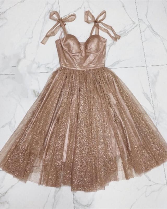 Short Sparkly A-line Sweetheart Corset Dress - RongMoon