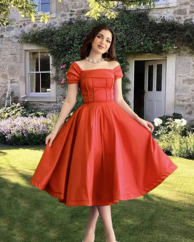 A-line Spaghettti Straps Satin Knee Length Dress
