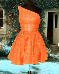 Short Sparkly One Shoulder Party Dress