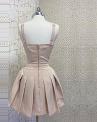 Short Nude Satin Corset Dress