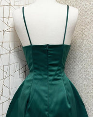 Short A-line Spaghetti Strap Satin Dress