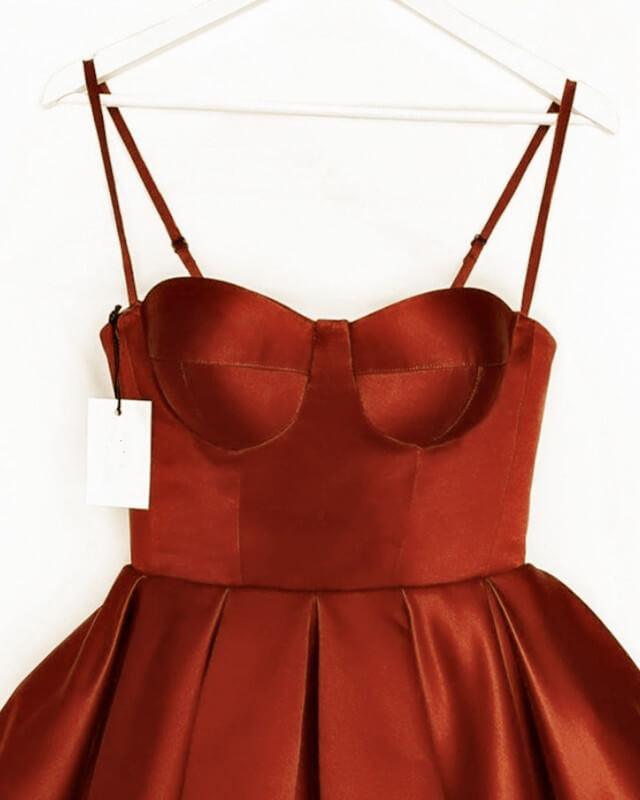 Burnt Orange Satin Mini Corset Dress - RongMoon