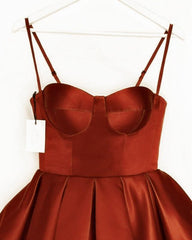 Burnt Orange Satin Mini Corset Dress - RongMoon