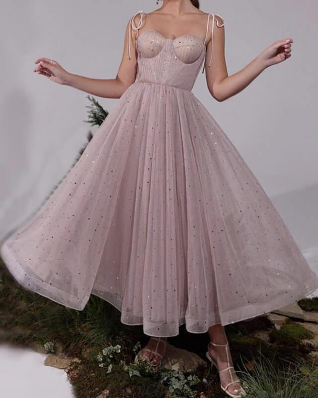 Nude Tulle Starry Dress - RongMoon