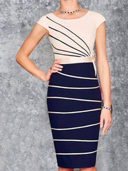 Two Piece Sheath / Column Mother of the Bride Dress Elegant Jewel Neck Knee Length Satin 3/4 Length Sleeve with Sash / Ribbon Bow(s) - RongMoon