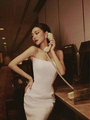 Mermaid / Trumpet Color Block Elegant Engagement Formal Evening Dress Strapless Sleeveless Court Train Stretch Satin with Split - RongMoon