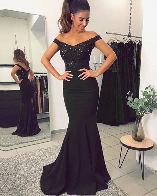 Mermaid V-neck Off Shoulder Bridesmaid Dresses Lace Appliques - RongMoon