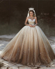 Bling Bling Sweetheart Corset Tulle Ball Gowns Wedding Dresses Sequins