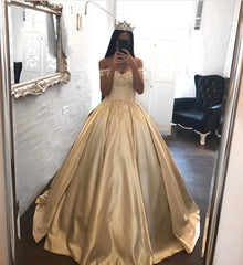 Elegant Lace Off The Shoulder Ball Gowns Satin Wedding Dresses 2018