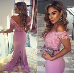 Lace V-neck Long Mermaid Court Train Evening Gowns 2018 Elegant Prom Dress