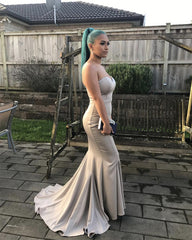Strapless Sweetheart Bodice Corset Mermaid Satin Bridesmaid Dresses