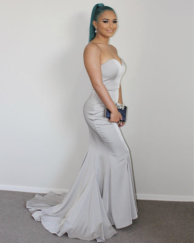 Strapless Sweetheart Bodice Corset Mermaid Satin Bridesmaid Dresses