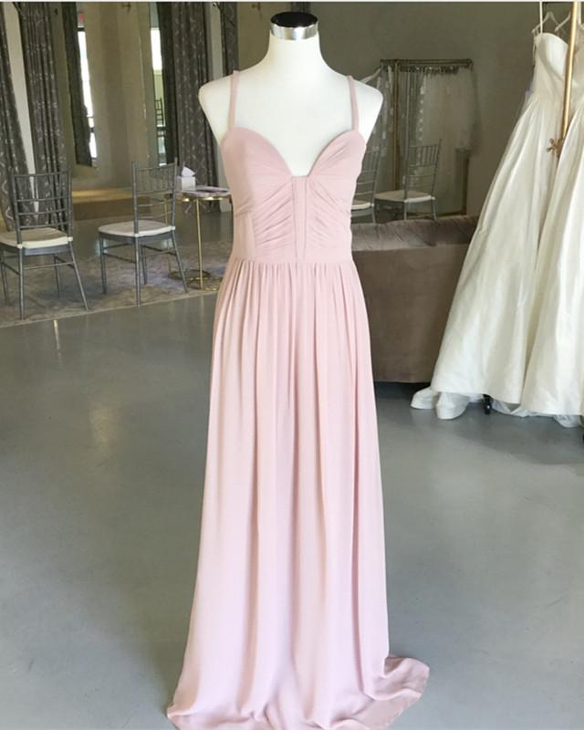 Sexy Spaghetti Straps Long Chiffon Ruched Sweetheart Bridesmaid Dresses