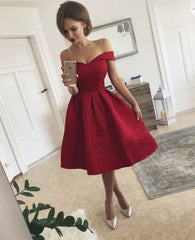 Short V Neck Off The Shoulder Bridesmaid Dresses Knee-length Cocktail Dresses