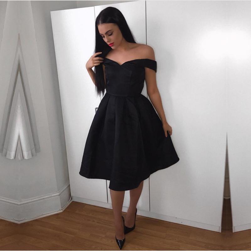 Short V Neck Off The Shoulder Bridesmaid Dresses Knee-length Cocktail Dresses