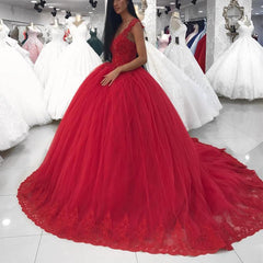 Elegant Lace Appliques Tulle Sweetheart Ball Gowns Wedding Dresses