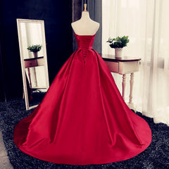 Maroon Satin Strapless Ball Gowns Quinceanera Dresses 2018