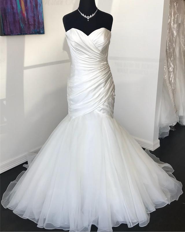 Sexy Ruched Sweetheart Organza Layered Mermaid Wedding Dresses 2018