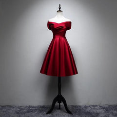 Short A-line Off The Shoulder Satin Bridesmaid Dresses