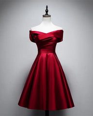 Short A-line Off The Shoulder Satin Bridesmaid Dresses