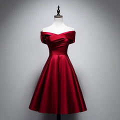 Elegant Off Shoulder Satin Knee Length Bridesmaid Dresses