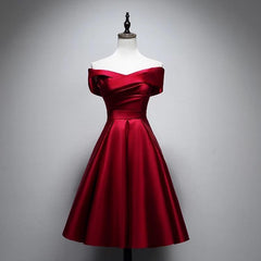 Short A-line Off The Shoulder Satin Bridesmaid Dresses