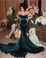 Mermaid Velvet Sweetheart Corset Prom Dresses