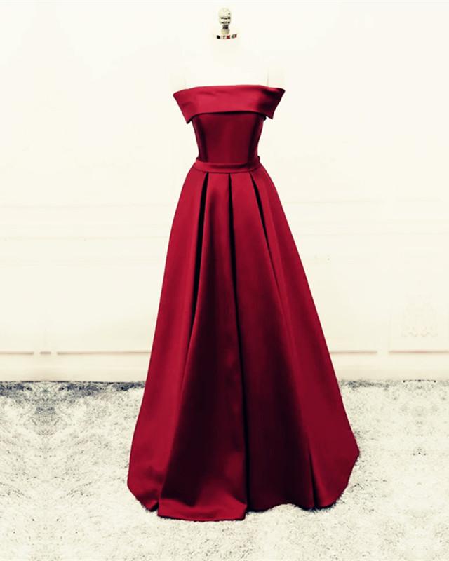 Sexy Strapless Long Satin Floor Length Bridesmaid Dresses For Wedding Party
