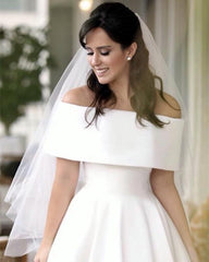 Off Shoulder Satin Wedding Dresses Front Short Long In Back