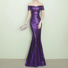 V-neck Off The Shoulder Long Sequin Mermaid Bridesmaid Dresses