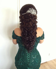 Stylish Lace Mermaid Evening Dresses Off-the-shoulder Prom Gowns 2018