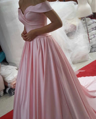 Off Shoulder Long Satin Prom Evening Dresses