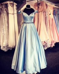 Emerald Green Satin V-neck Evening Gowns Long Off Shoulder Prom Dresses