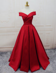 Amazing V-neck Off The Shoulder Long Satin Evening Gowns
