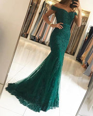 Elegant Lace Mermaid Prom Dresses Off The Shoulder