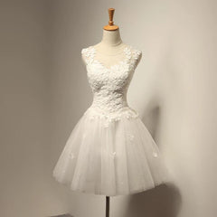 Vintage Cap Sleeves Short Tulle Lace Appliques Wedding Dresses 2017